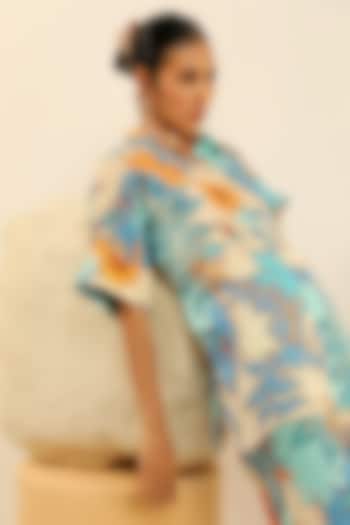 Blue Mulberry Printed Shirt by Label Deepika Nagpal at Pernia's Pop Up Shop