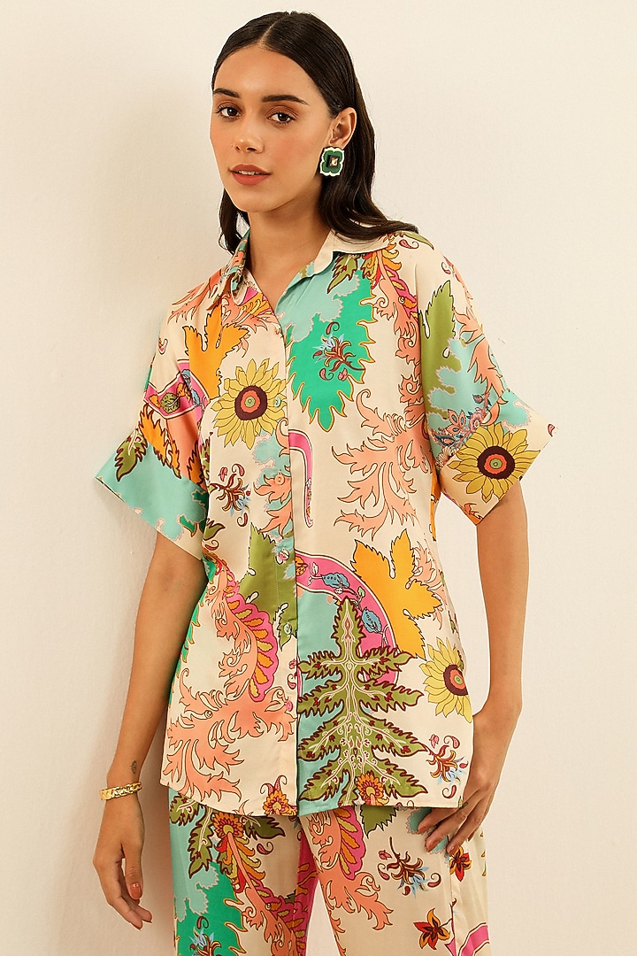 Multi-Colored Mulberry Printed Shirt by Label Deepika Nagpal at Pernia's Pop Up Shop