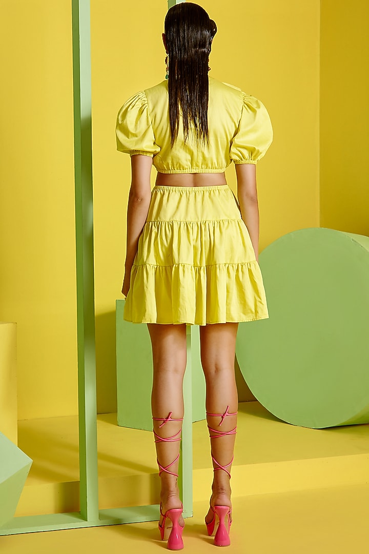 Yellow Luxury Cotton Summer Dress by Label Deepika Nagpal at Pernia's Pop Up Shop
