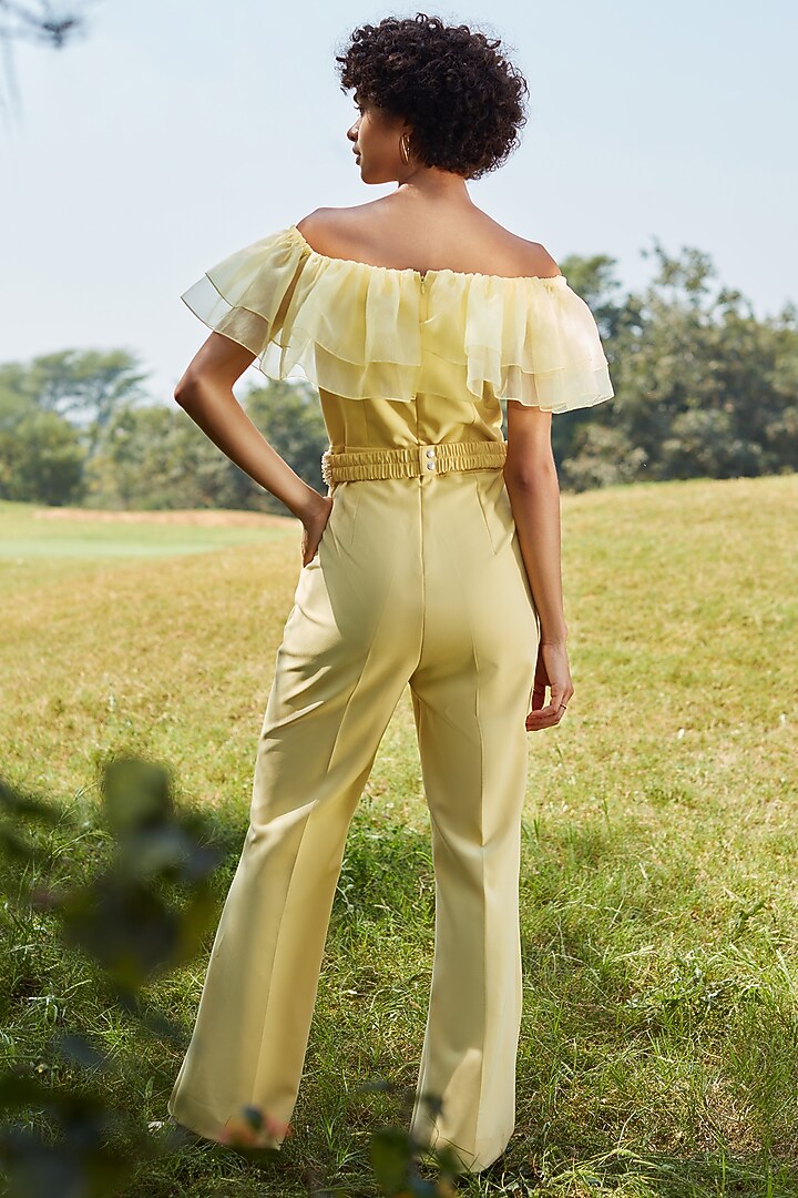 Lemon Yellow Embellished Jumpsuit by Label Deepika Nagpal at Pernia's Pop Up Shop