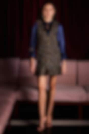 Blue Tweed Vacation Dress by Label Deepika Nagpal at Pernia's Pop Up Shop