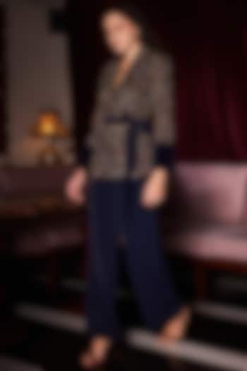 Blue Tweed Blazer Set by Label Deepika Nagpal at Pernia's Pop Up Shop