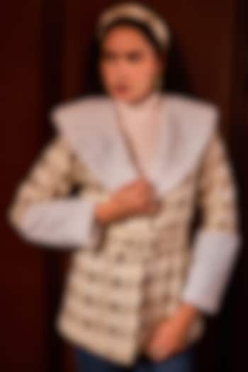 Beige Tweed Jacket Set by Label Deepika Nagpal at Pernia's Pop Up Shop