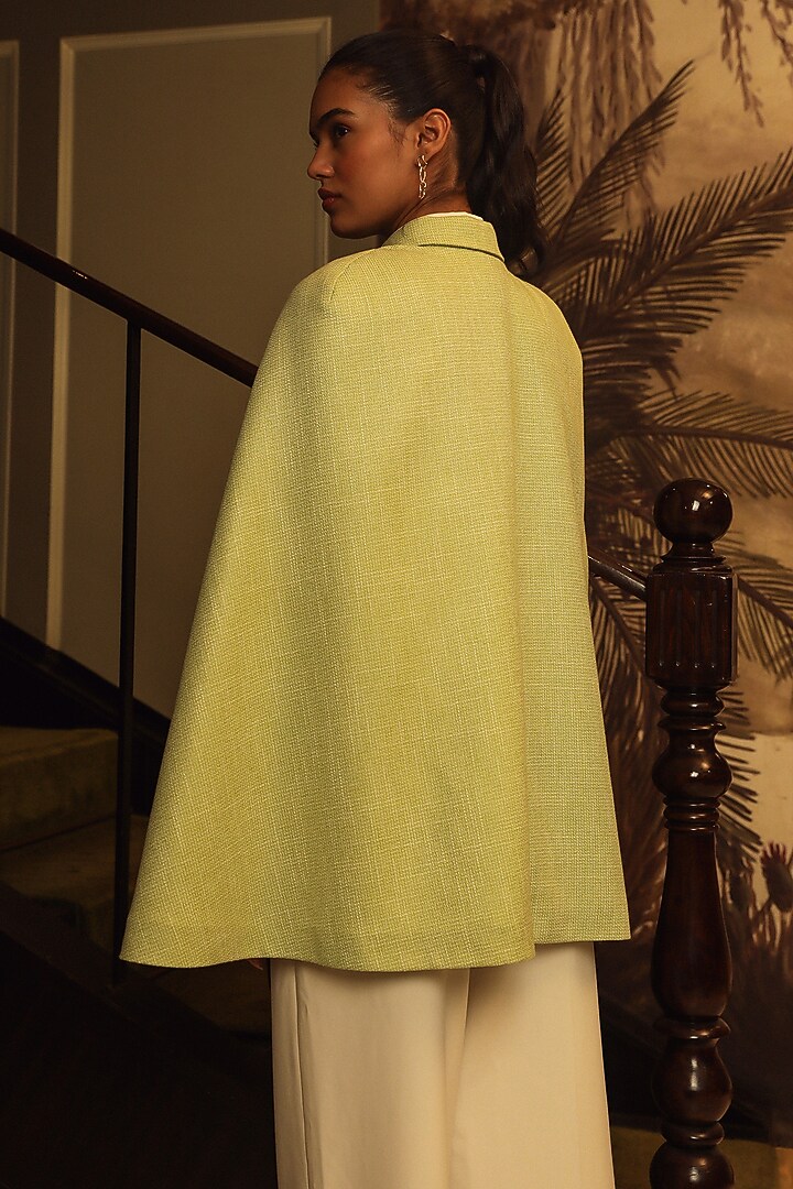 Green Wool Cape Set by Label Deepika Nagpal at Pernia's Pop Up Shop