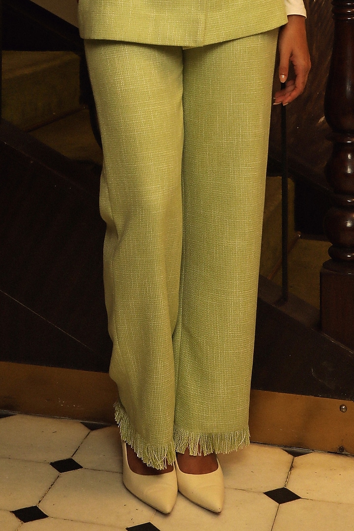 Green Wool Cape Set by Label Deepika Nagpal at Pernia's Pop Up Shop