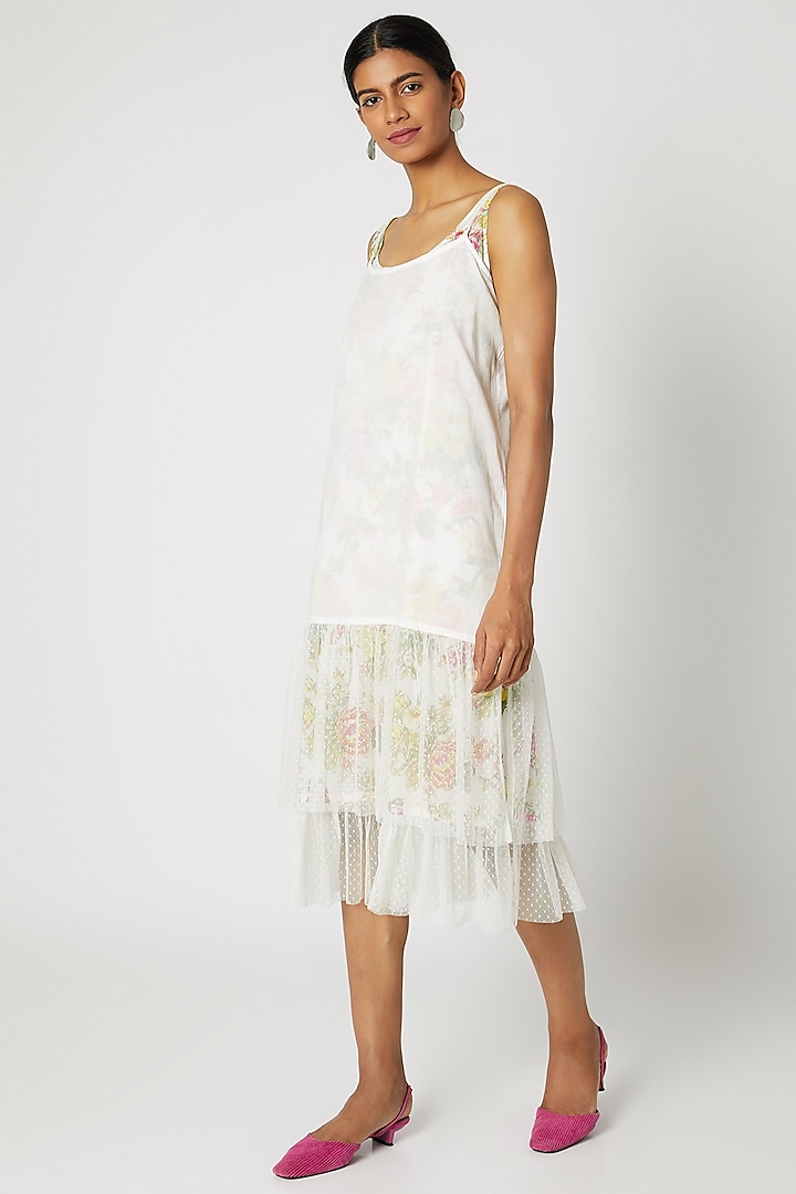 White Slip With Adjustable Straps by Dilnaz Karbhary