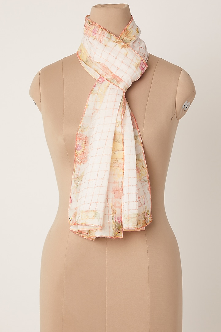 Blush Pink Screen Printed Stole by Dilnaz Karbhary
