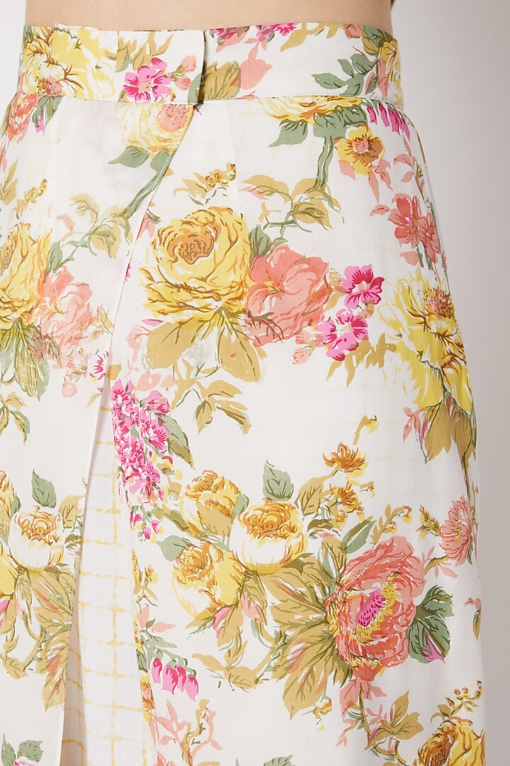 Yellow Printed Cowl Pants by Dilnaz Karbhary at Pernia's Pop Up Shop