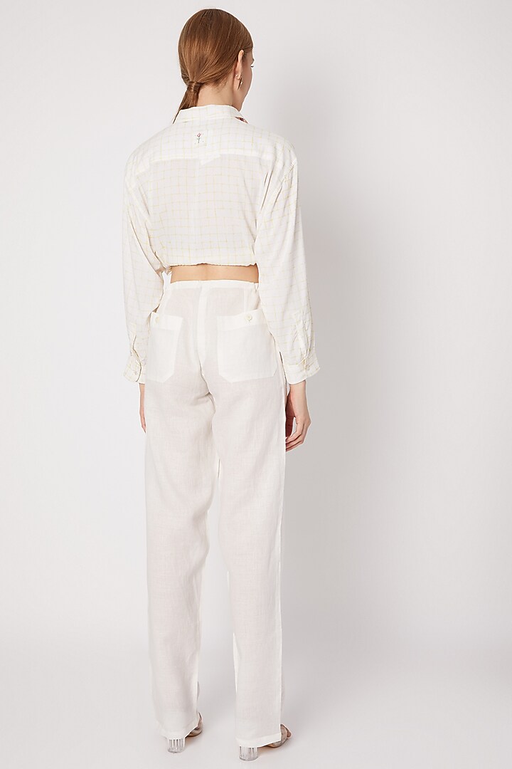 Ivory Pants With Drawstring by Dilnaz Karbhary at Pernia's Pop Up Shop