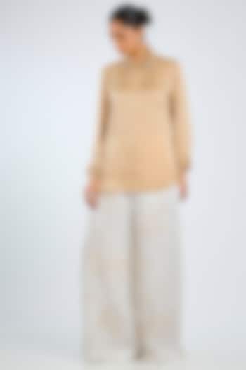 Golden Silk Shirt by Dilnaz Karbhary at Pernia's Pop Up Shop