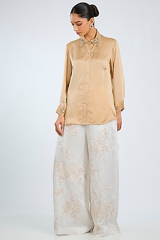 Golden Silk Shirt by Dilnaz Karbhary