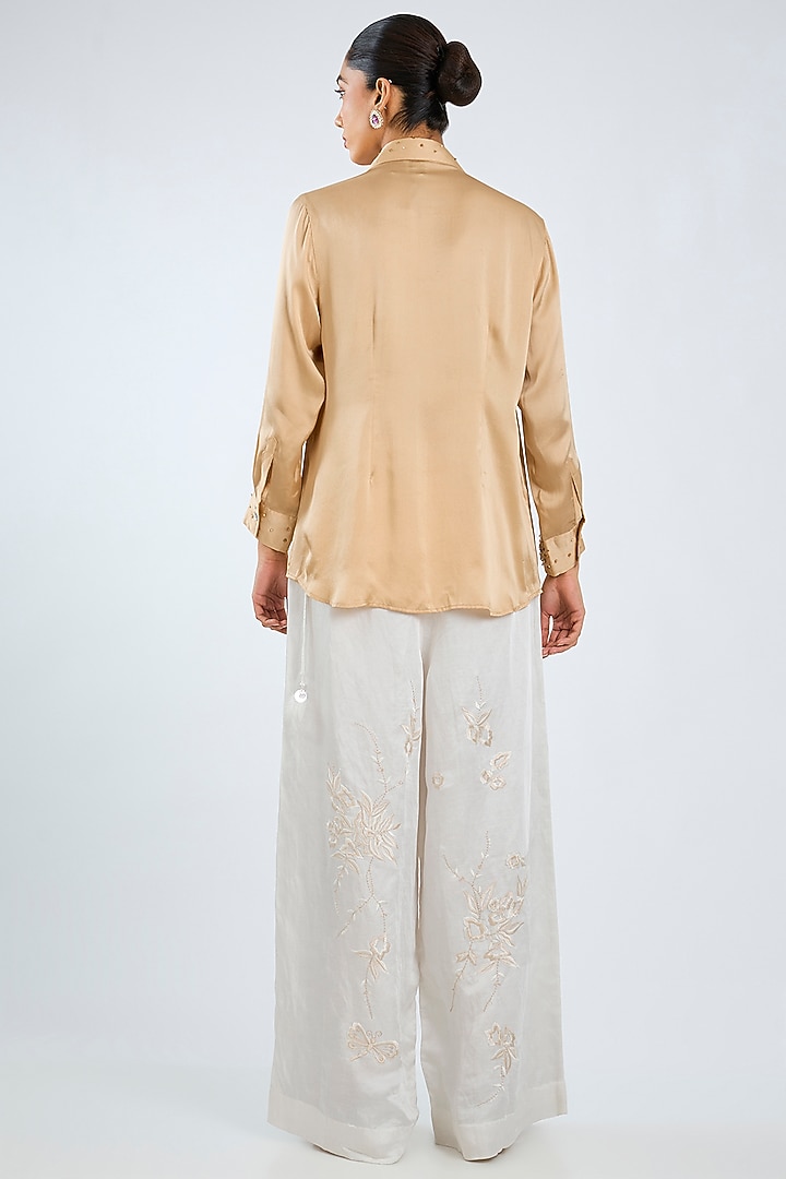 Golden Silk Shirt by Dilnaz Karbhary at Pernia's Pop Up Shop