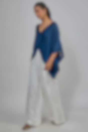 Ivory Blended Linen Trousers by Dilnaz Karbhary at Pernia's Pop Up Shop