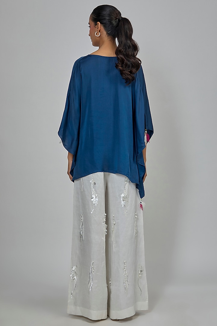 Ivory Blended Linen Trousers by Dilnaz Karbhary at Pernia's Pop Up Shop