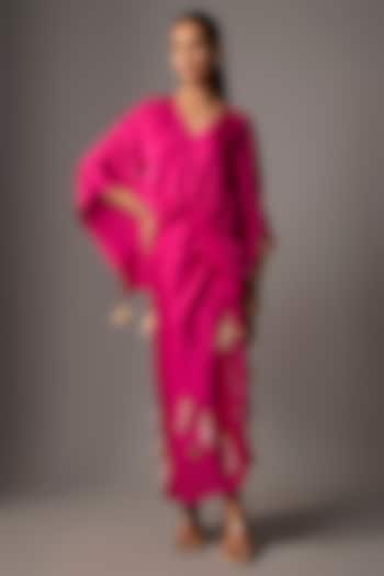 Ruby Blended Satin Kaftan Set by Dilnaz Karbhary at Pernia's Pop Up Shop