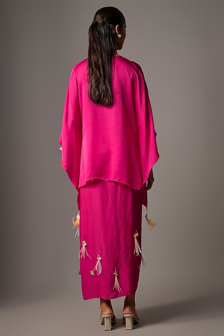 Ruby Blended Satin Kaftan Set by Dilnaz Karbhary at Pernia's Pop Up Shop