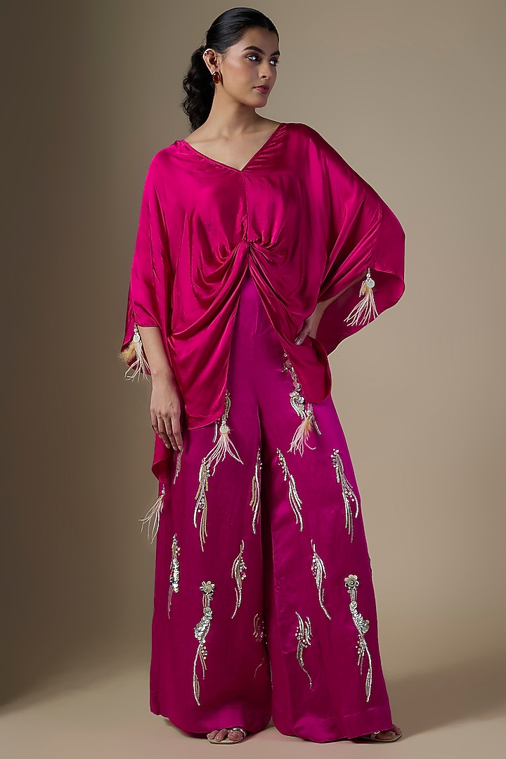 Ruby Blended Satin Kaftan by Dilnaz Karbhary at Pernia's Pop Up Shop