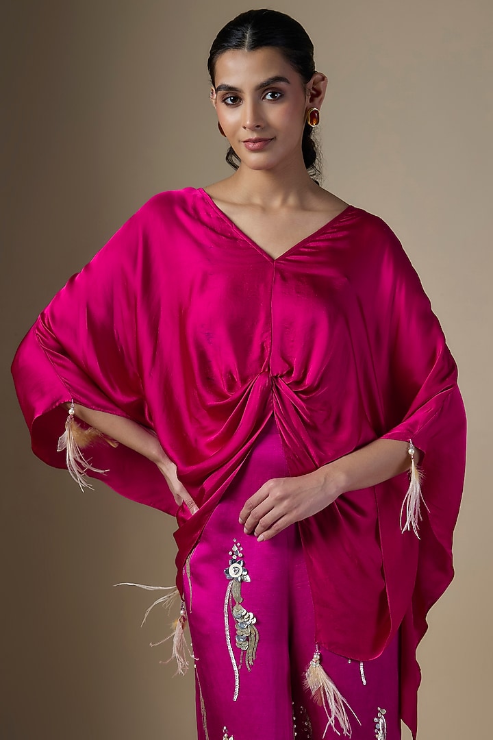 Ruby Blended Satin Kaftan by Dilnaz Karbhary at Pernia's Pop Up Shop