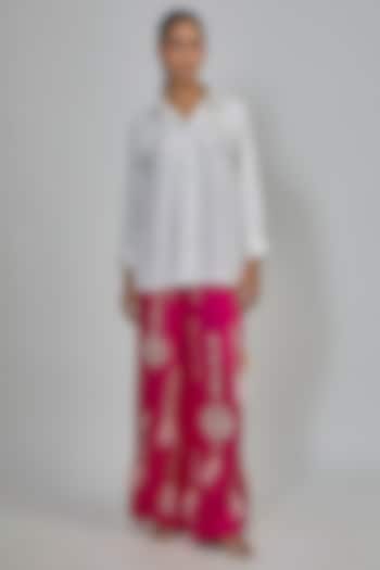 Ivory Blended Cotton Shirt by Dilnaz Karbhary at Pernia's Pop Up Shop