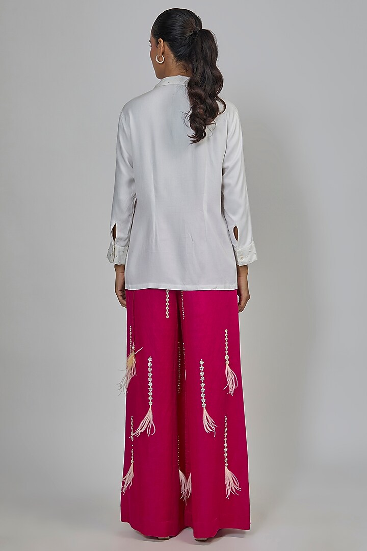 Ivory Blended Cotton Shirt by Dilnaz Karbhary at Pernia's Pop Up Shop
