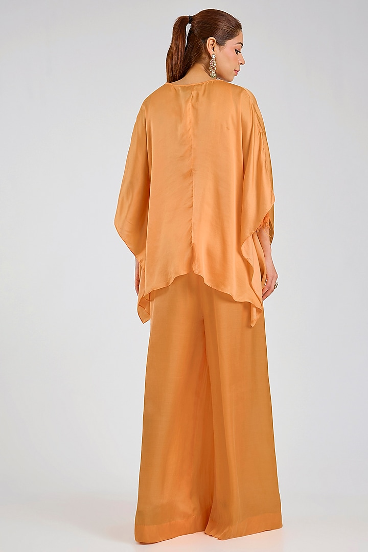 Orange Blended Satin Jumpsuit With Kaftan by Dilnaz Karbhary at Pernia's Pop Up Shop