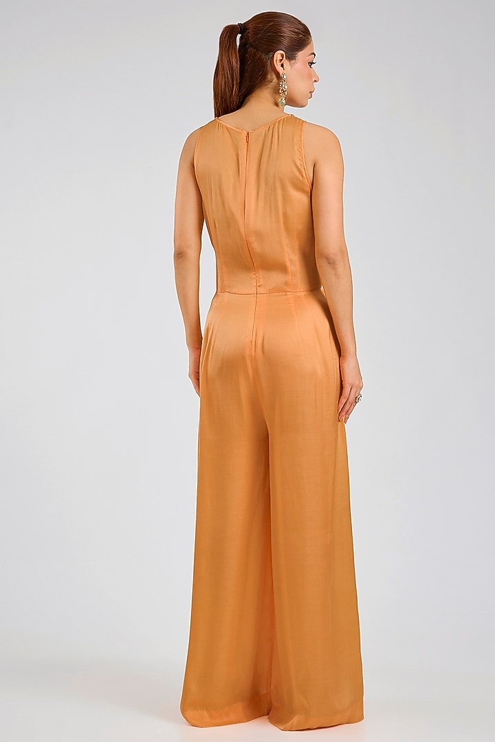 Orange Blended Satin Jumpsuit With Kaftan by Dilnaz Karbhary at Pernia's Pop Up Shop