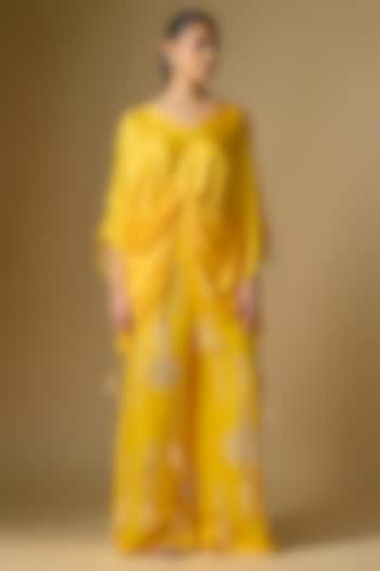 Mango Yellow Blended Linen Trousers by Dilnaz Karbhary at Pernia's Pop Up Shop