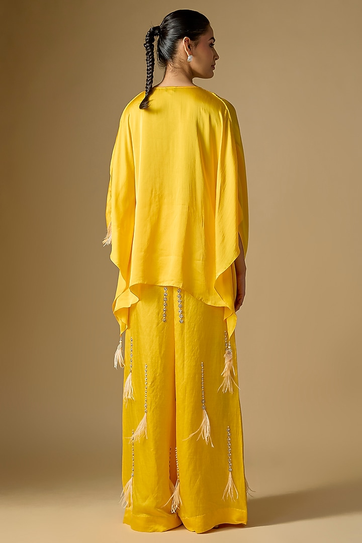 Mango Yellow Blended Linen Trousers by Dilnaz Karbhary at Pernia's Pop Up Shop