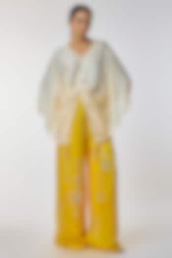 Melon Colored Blended Satin Kaftan by Dilnaz Karbhary at Pernia's Pop Up Shop
