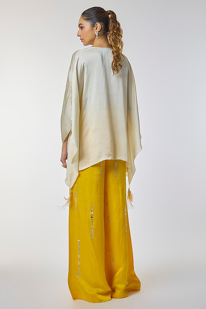 Melon Colored Blended Satin Kaftan by Dilnaz Karbhary at Pernia's Pop Up Shop