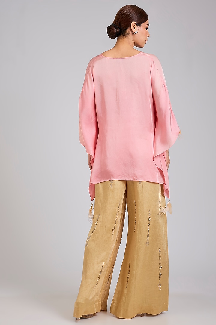 Light Gold Blended Linen Trousers by Dilnaz Karbhary at Pernia's Pop Up Shop