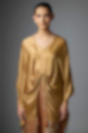 Chocolate Light Brown Blended Satin Kaftan by Dilnaz Karbhary at Pernia's Pop Up Shop