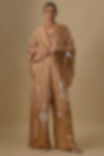 Chocolate Blended Satin Trousers by Dilnaz Karbhary at Pernia's Pop Up Shop