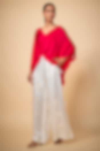 Ivory Blended Linen Trousers by Dilnaz Karbhary at Pernia's Pop Up Shop