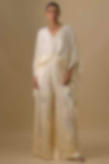 Melon Blended Satin Trousers by Dilnaz Karbhary at Pernia's Pop Up Shop