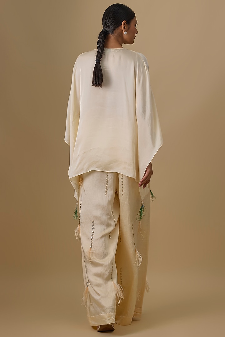 Melon Blended Satin Trousers by Dilnaz Karbhary at Pernia's Pop Up Shop