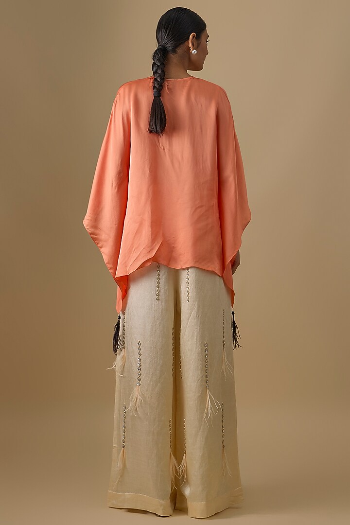 Sunset Orange Blended Satin Kaftan by Dilnaz Karbhary at Pernia's Pop Up Shop
