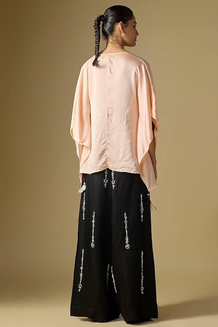 Black Blended Linen Trousers by Dilnaz Karbhary at Pernia's Pop Up Shop