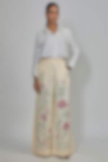 Melon-Colored Blended Linen Trousers by Dilnaz Karbhary at Pernia's Pop Up Shop