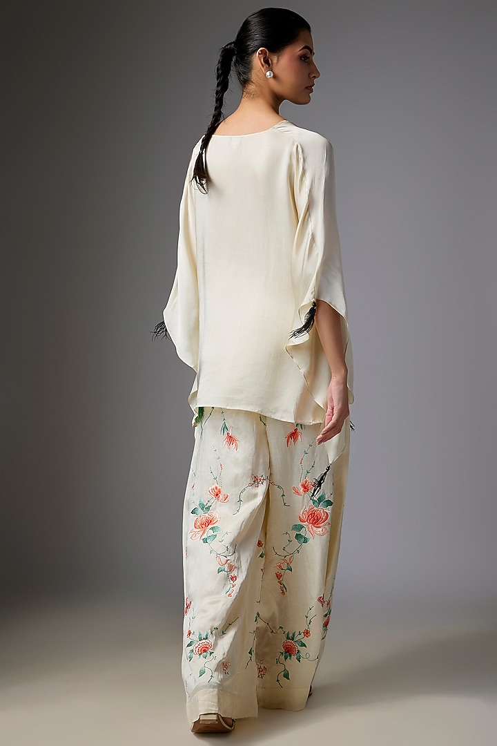 Melon-Colored Blended Linen Trousers by Dilnaz Karbhary at Pernia's Pop Up Shop