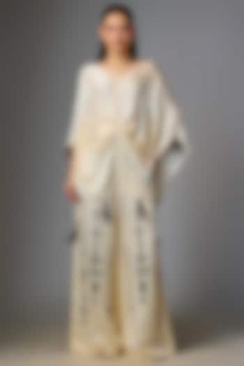 Melo-Colored Blended Satin Kaftan Top by Dilnaz Karbhary at Pernia's Pop Up Shop