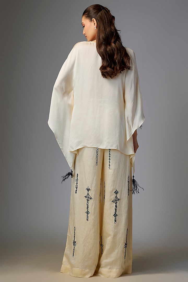 Melo-Colored Blended Satin Kaftan Top by Dilnaz Karbhary at Pernia's Pop Up Shop