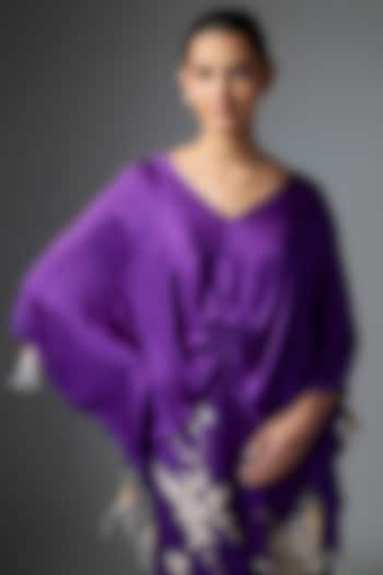 Purple Blended Satin Kaftan by Dilnaz Karbhary at Pernia's Pop Up Shop