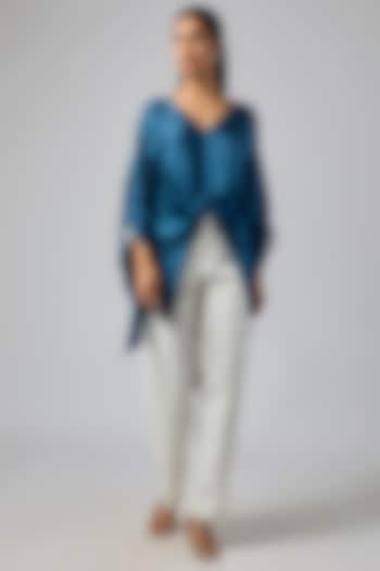 Sapphire Blended Satin Kaftan by Dilnaz Karbhary at Pernia's Pop Up Shop