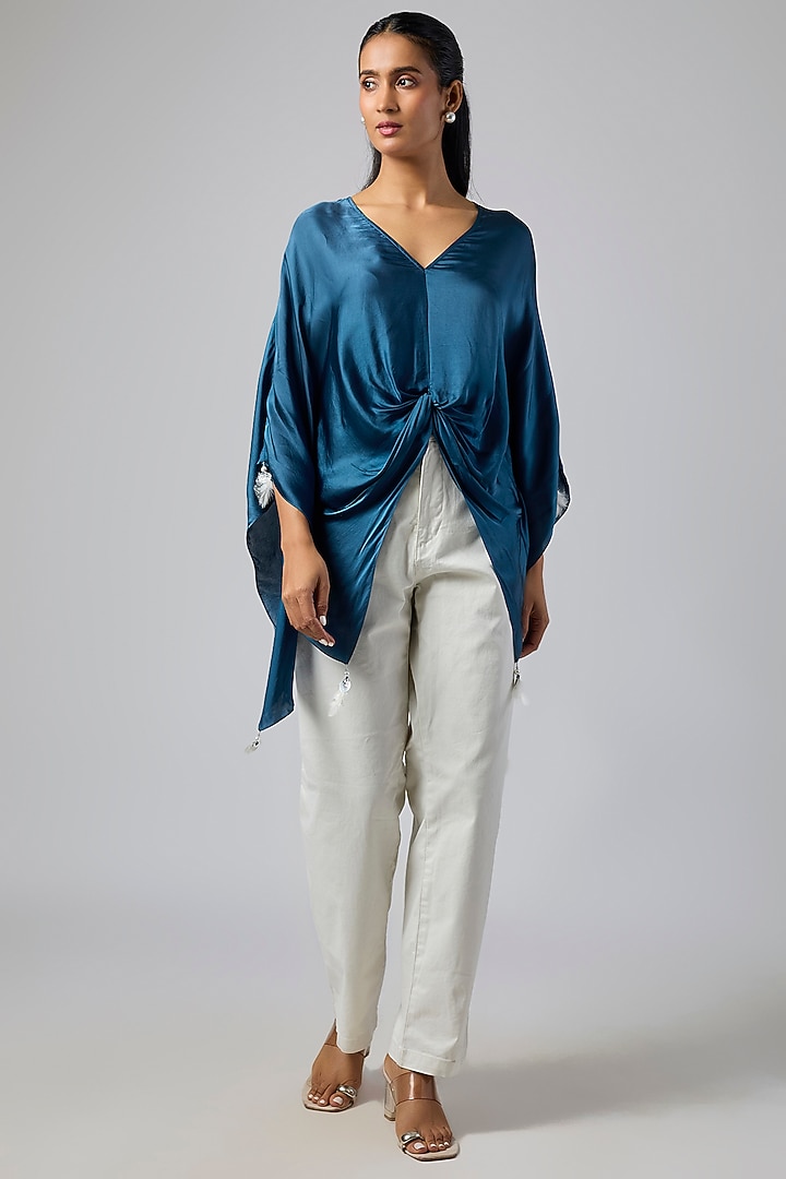 Sapphire Blended Satin Kaftan by Dilnaz Karbhary at Pernia's Pop Up Shop