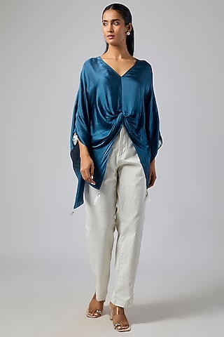 Sapphire Blended Satin Kaftan  by Dilnaz Karbhary