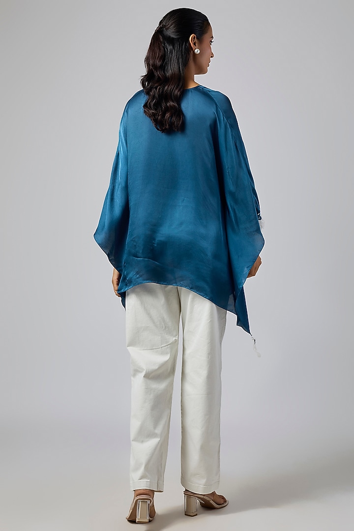 Sapphire Blended Satin Kaftan by Dilnaz Karbhary at Pernia's Pop Up Shop