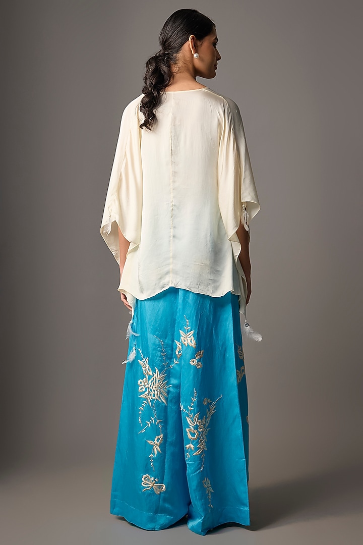 Pop Blue Blended Linen Trousers by Dilnaz Karbhary at Pernia's Pop Up Shop
