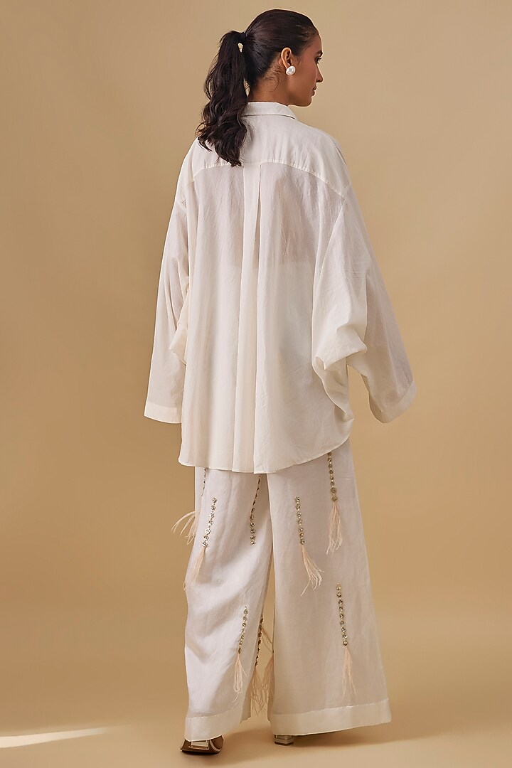 Cream Organic Cotton Shirt by Dilnaz Karbhary at Pernia's Pop Up Shop