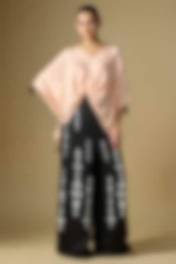 Black Blended Linen Cutdana Work Trousers by Dilnaz Karbhary at Pernia's Pop Up Shop